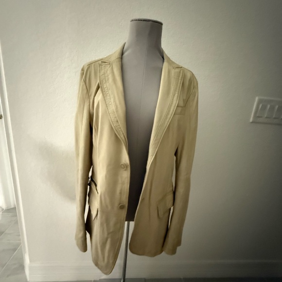 New Diesel 100% leather Cream Suit unisex Jacket Tailored Fit